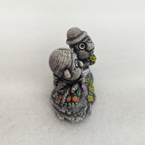 Jeju ISLAND Hareubang Stone Basalt Miniature Statues Speckled  flowers Korean - Picture 2 of 7